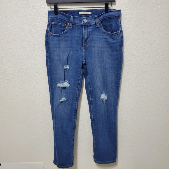 Levi's Boyfriend jeans mid rise distressed crop relaxed fit - Picture 1 of 9
